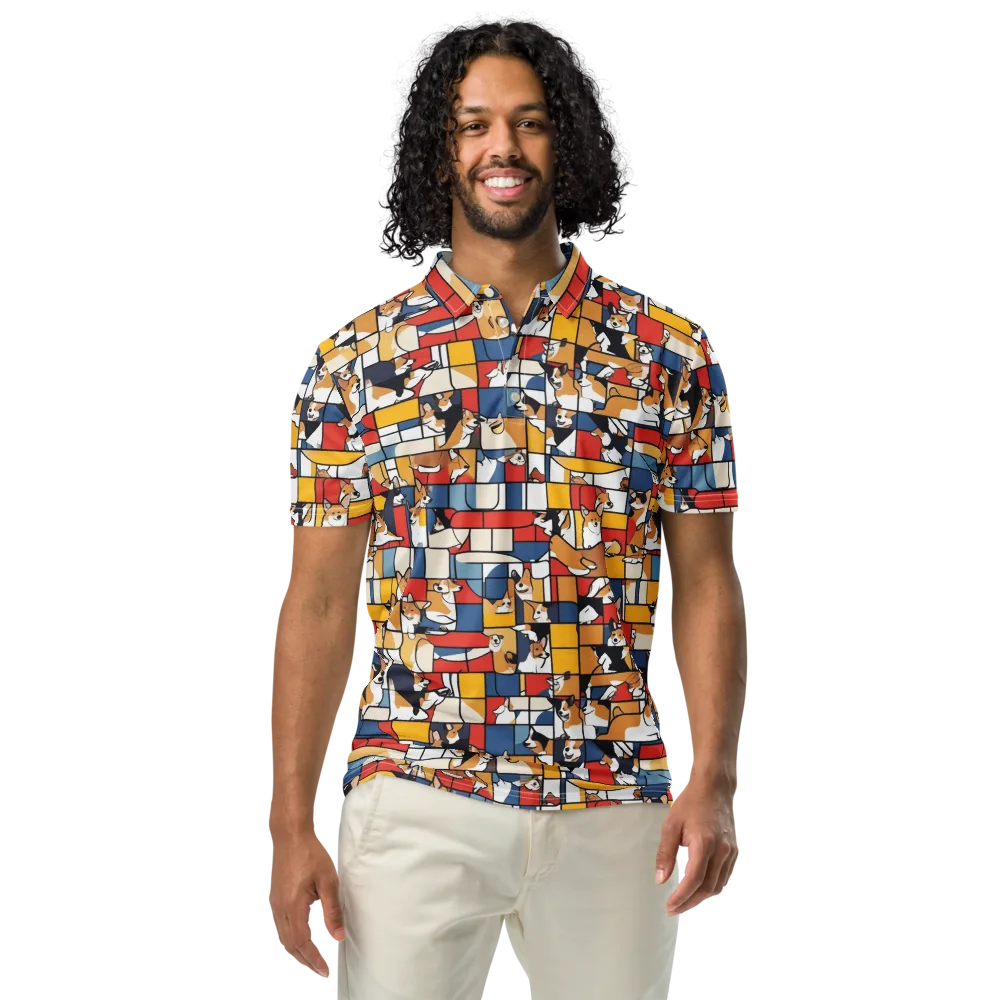 Corgi Construct on Men's Slim Fit Polo Shirt — Front