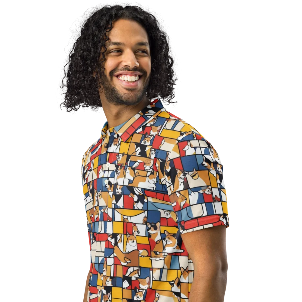 Corgi Construct on Men's Slim Fit Polo Shirt — Left Front