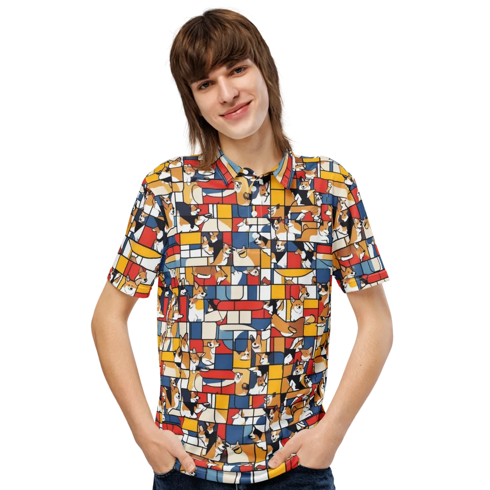 Corgi Construct on Men's Slim Fit Polo Shirt — Front