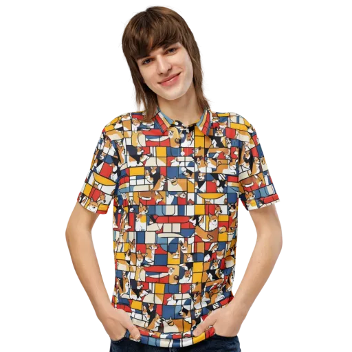 Corgi Construct on a Men's Slim Fit Polo Shirt
