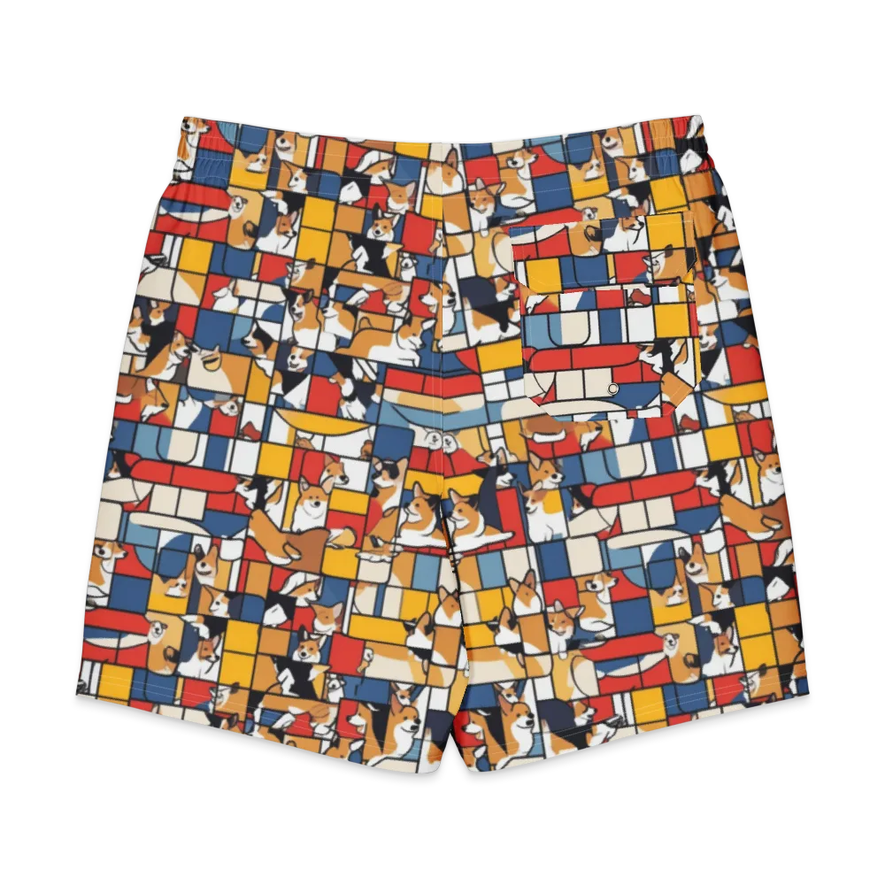 Corgi Construct on Men's Board Shorts — Back