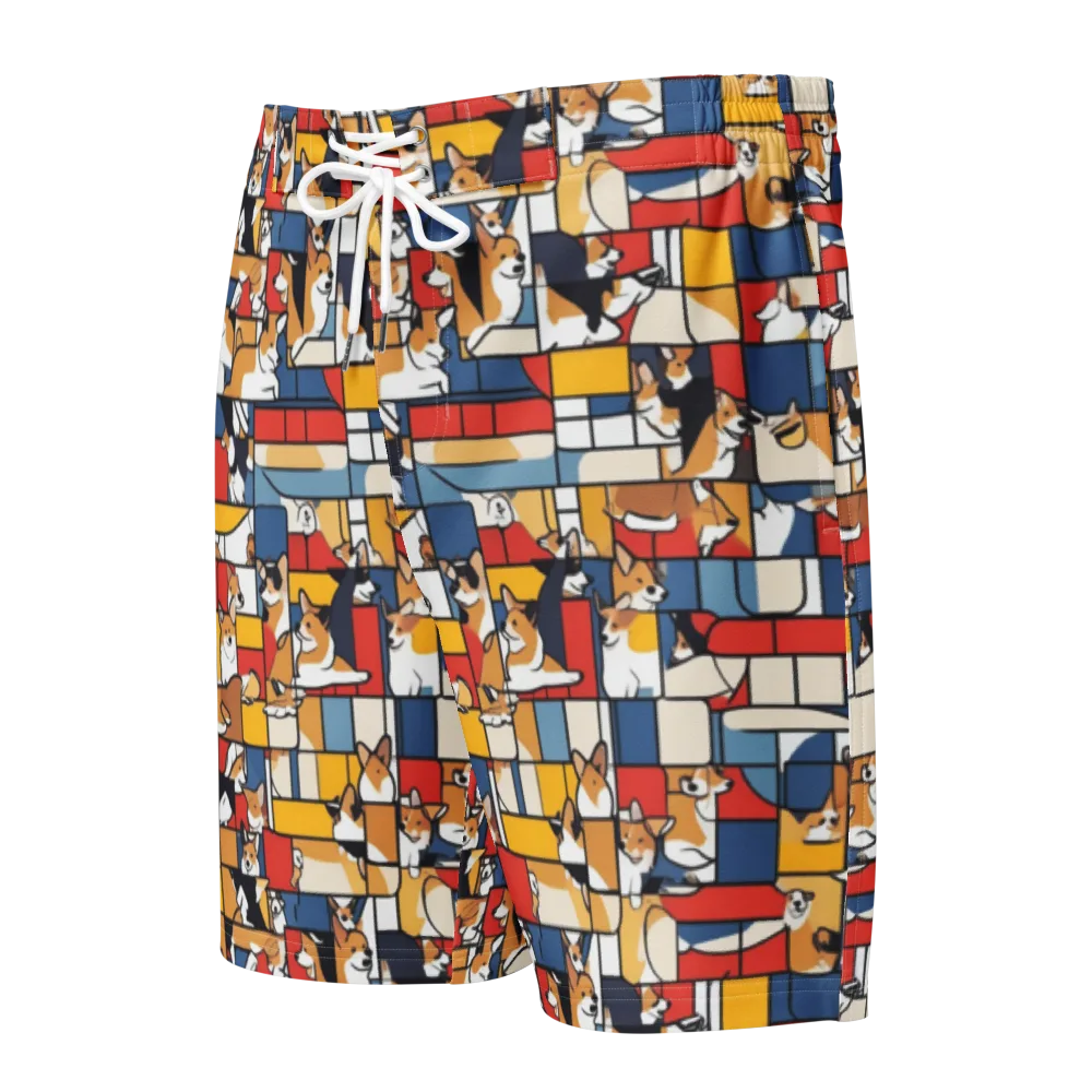 Corgi Construct on Men's Board Shorts — Front