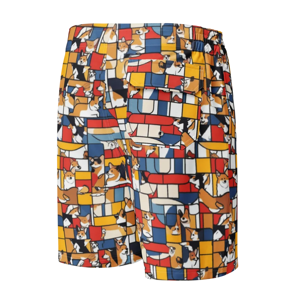 Corgi Construct on Men's Board Shorts — Back