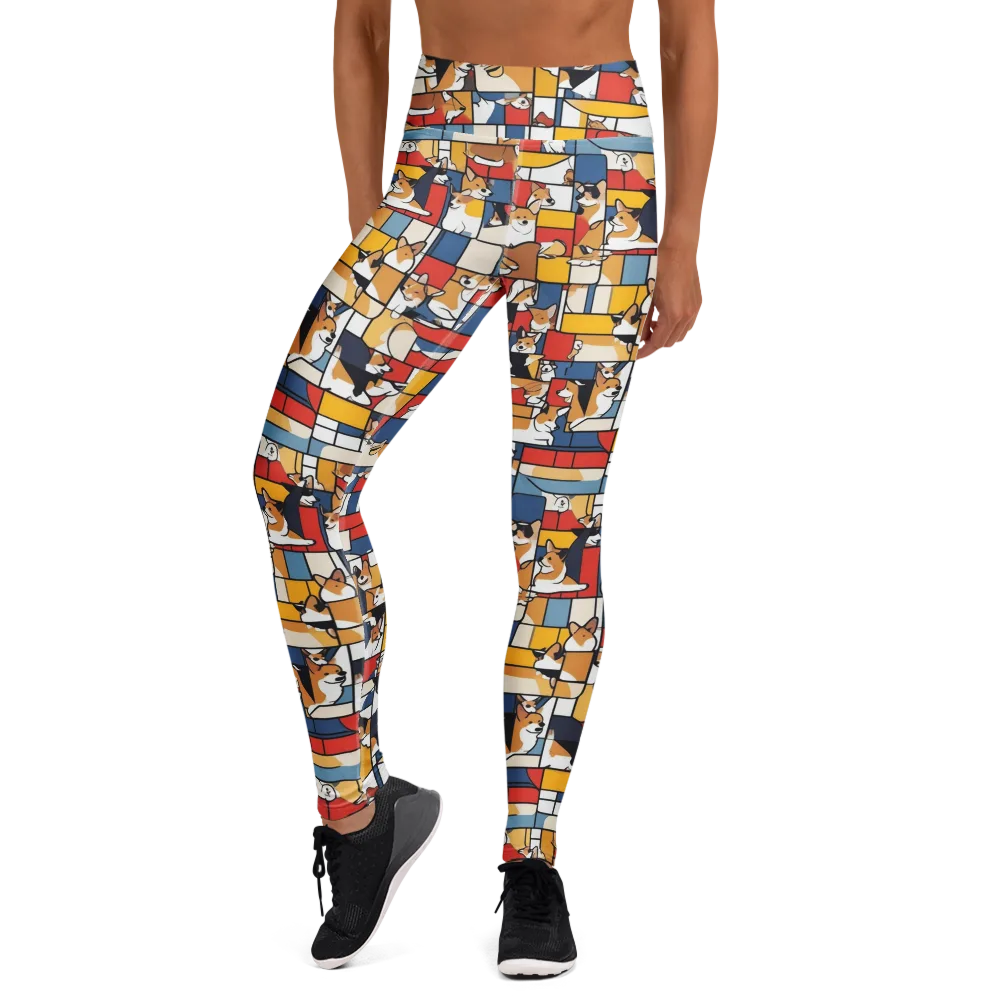 Corgi Construct on Yoga Leggings — Front