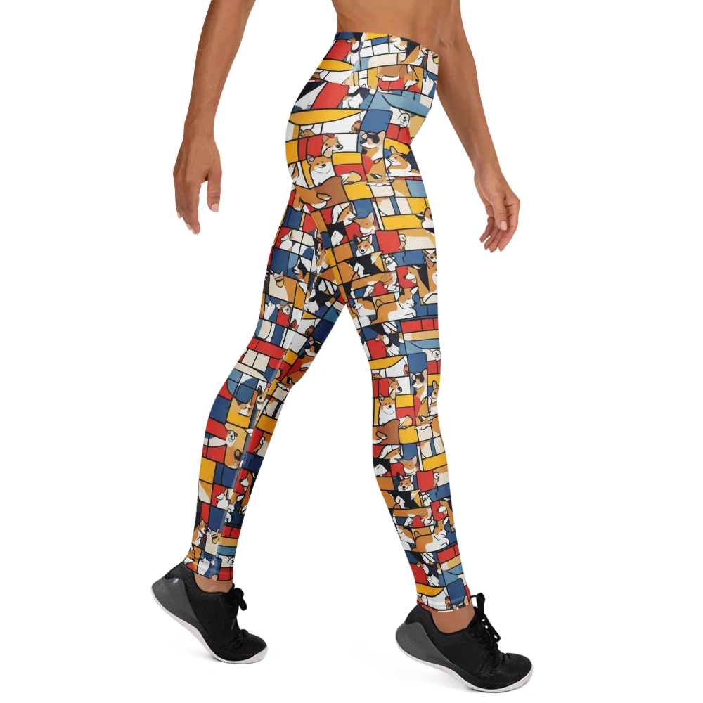 Corgi Construct on Yoga Leggings — Right