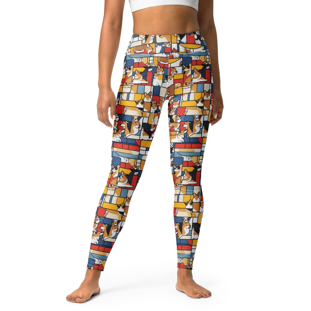 Corgi Construct on Yoga Leggings — Front