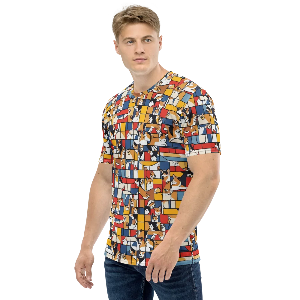 Corgi Construct on Men's Crew Neck T-Shirt — Left