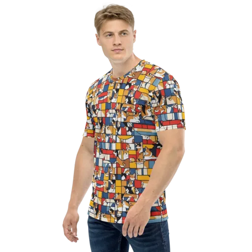 Corgi Construct on a Men's Crew Neck T-Shirt