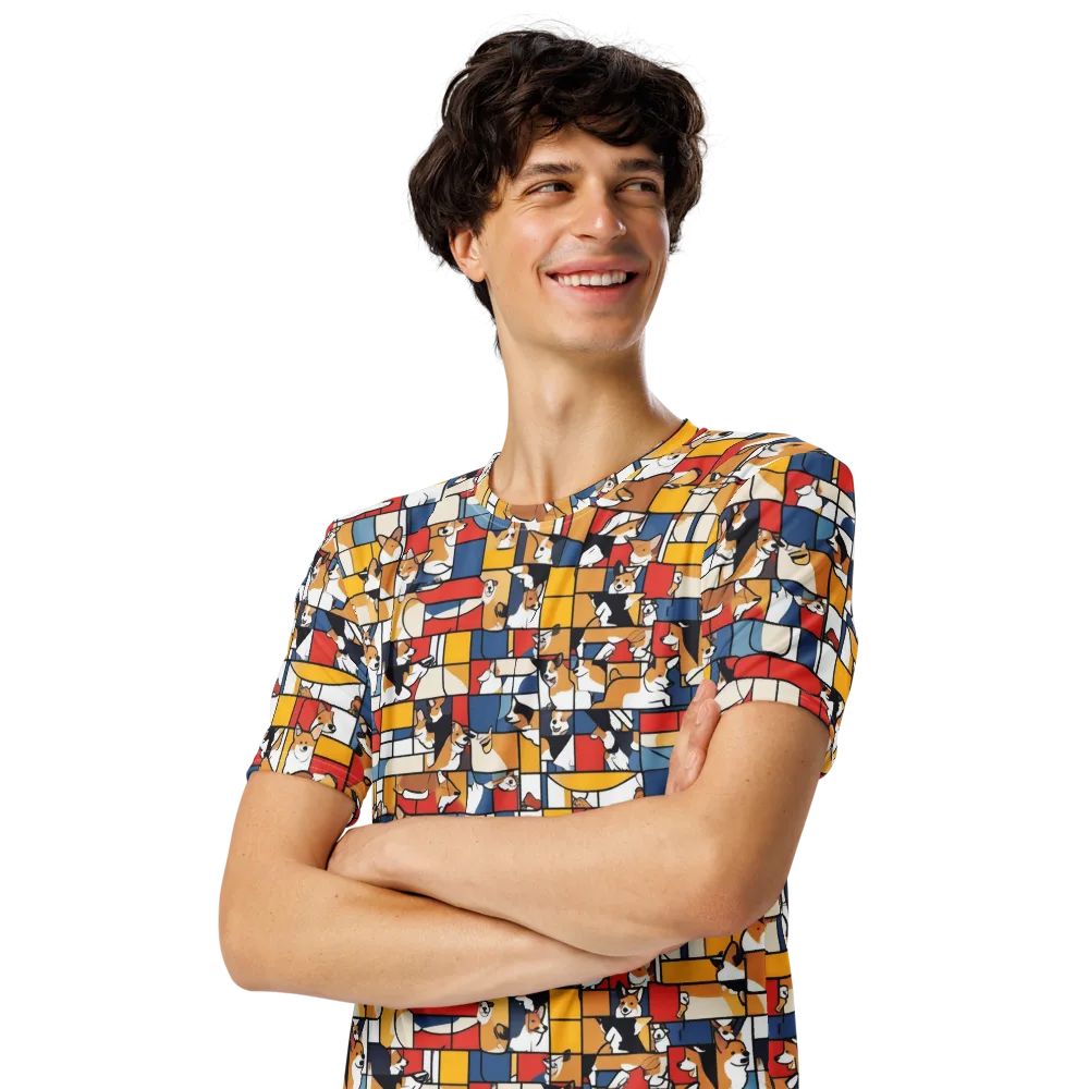 Corgi Construct on Men's Crew Neck T-Shirt — Left Front