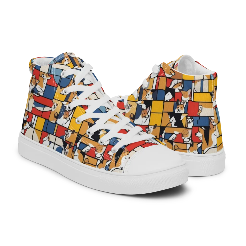 Corgi Construct on Men's High Top Canvas Shoes — Right