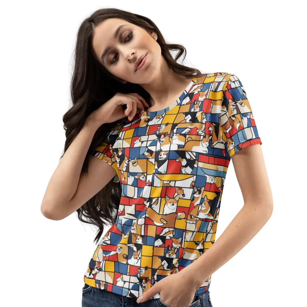 Corgi Construct on Women's Crew Neck T-Shirt — Left Front
