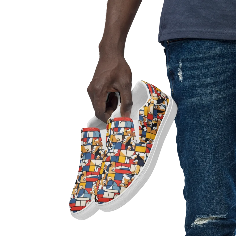 Corgi Construct on Men's Slip-On Canvas Shoes — Left Front