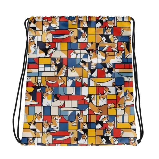 Corgi Construct on a Drawstring Bag