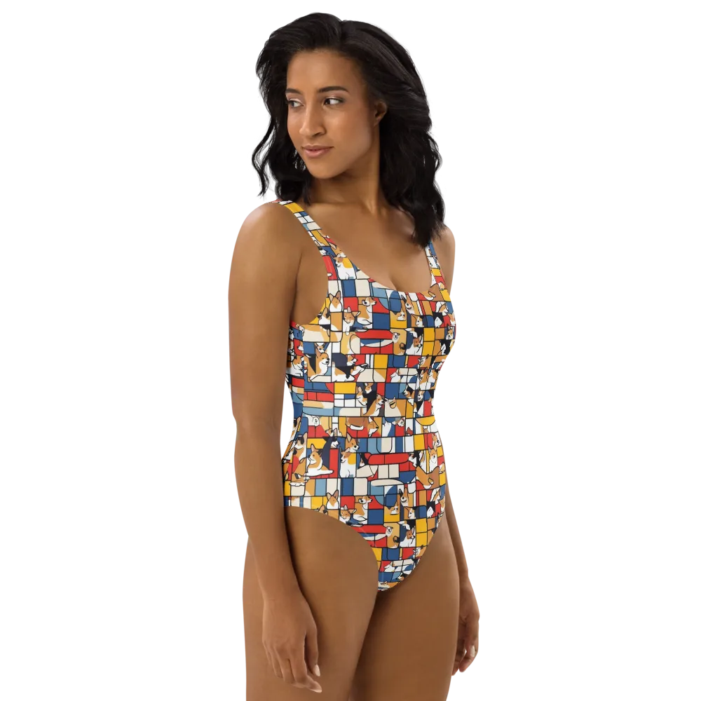 Corgi Construct on One-Piece Swimsuit — Right