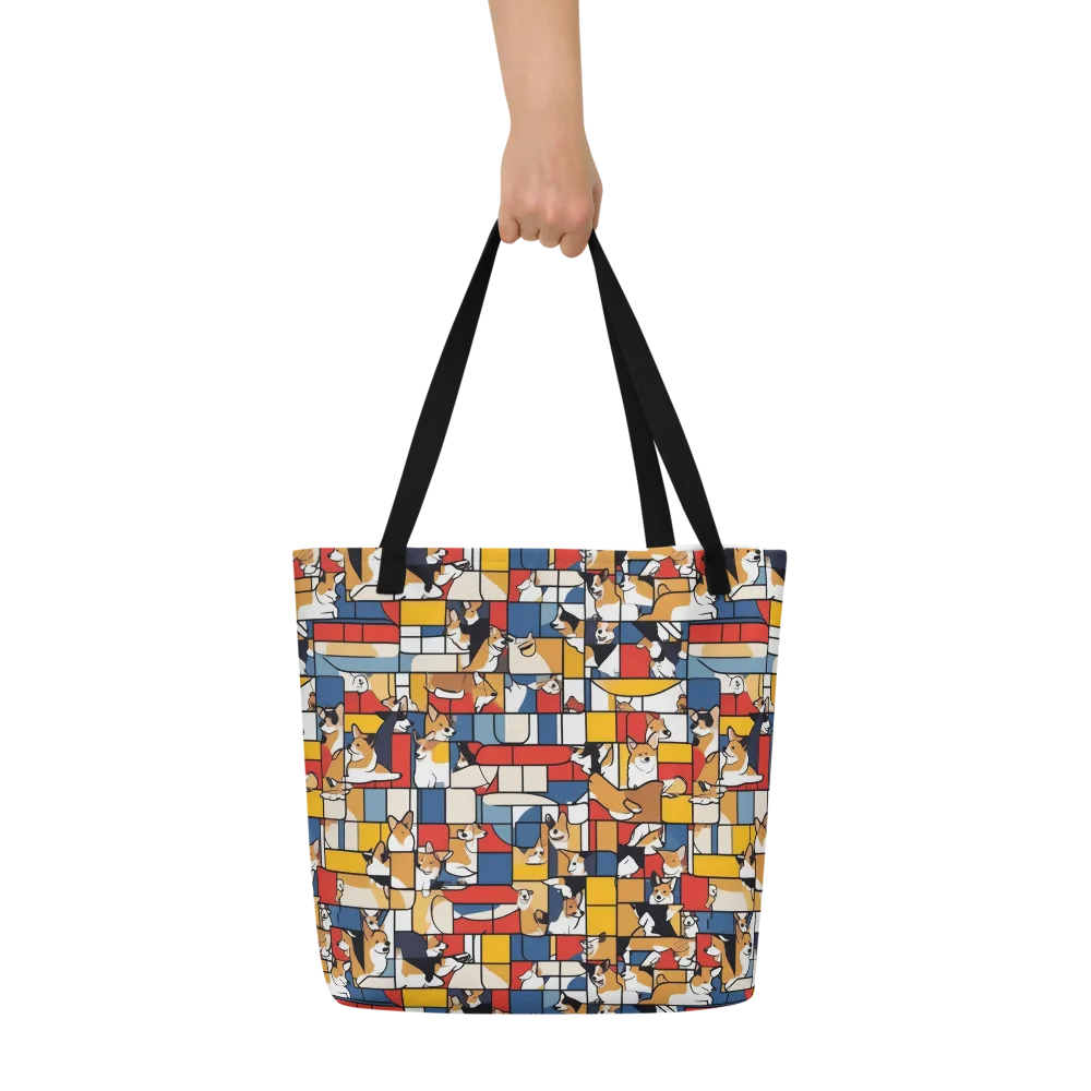 Corgi Construct on Large Tote Bag W/ Pocket — Front
