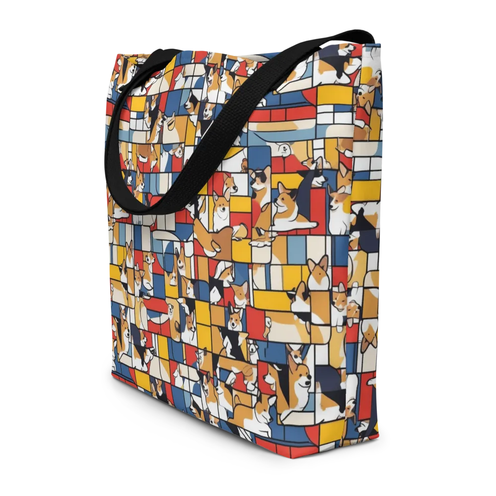 Corgi Construct on Large Tote Bag W/ Pocket — Front