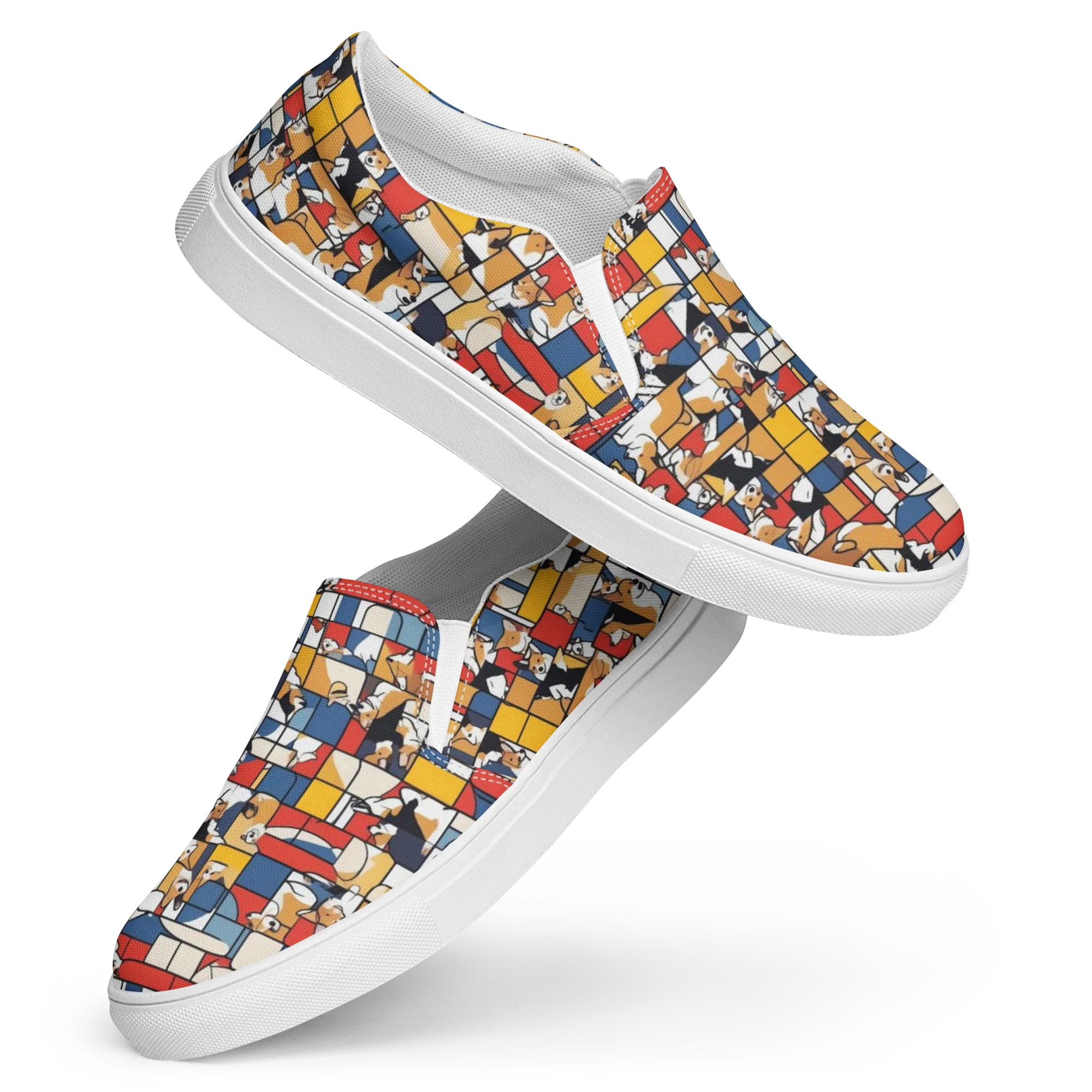 Corgi Construct on Women's Slip-On Canvas Shoes — Front