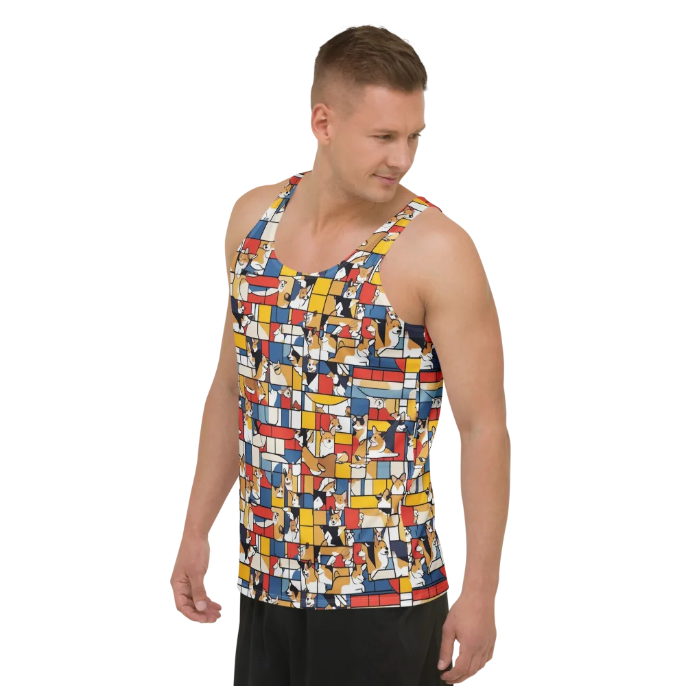 Corgi Construct on Men's Tank Top — Left Front