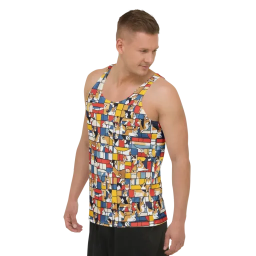 Corgi Construct on a Men's Tank Top