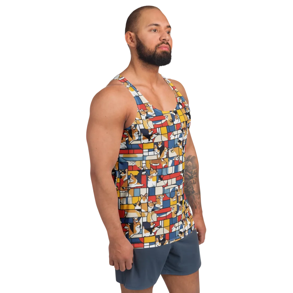 Corgi Construct on Men's Tank Top — Right Front