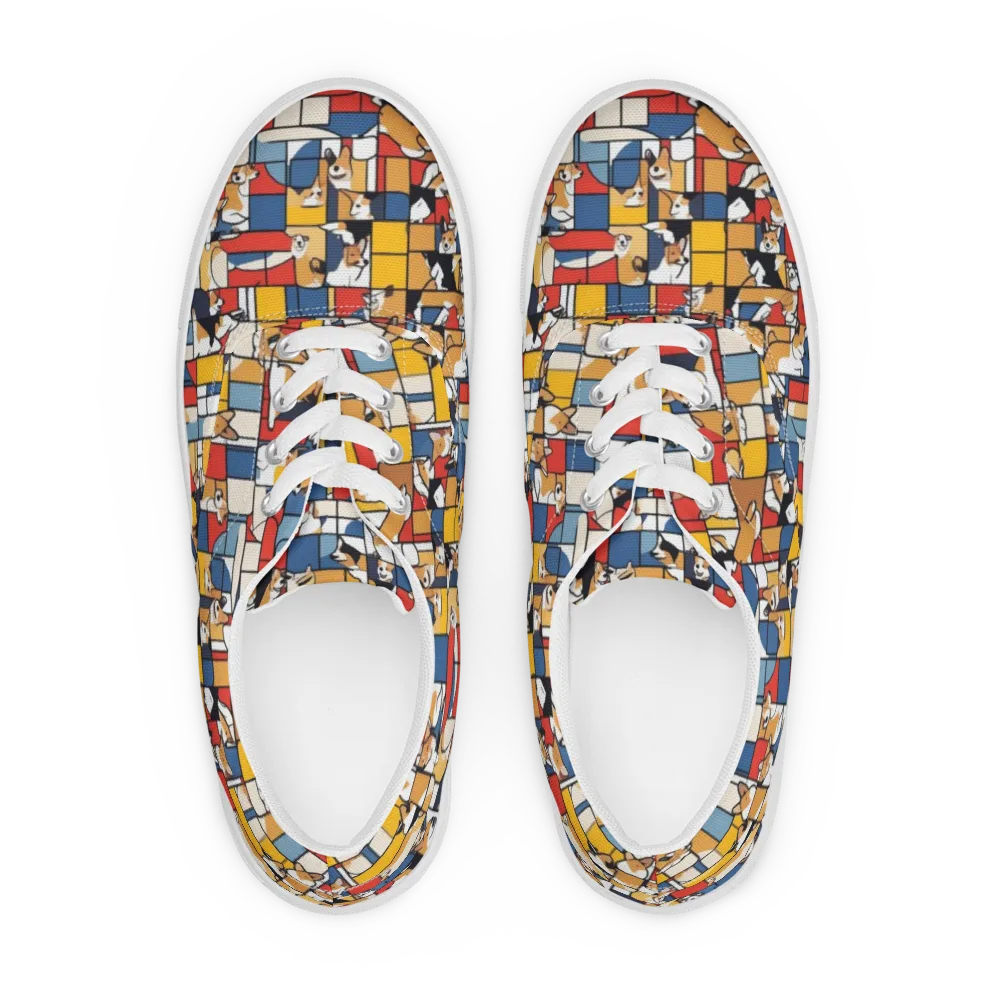 Corgi Construct on Men's Lace-Up Canvas Shoes — Front