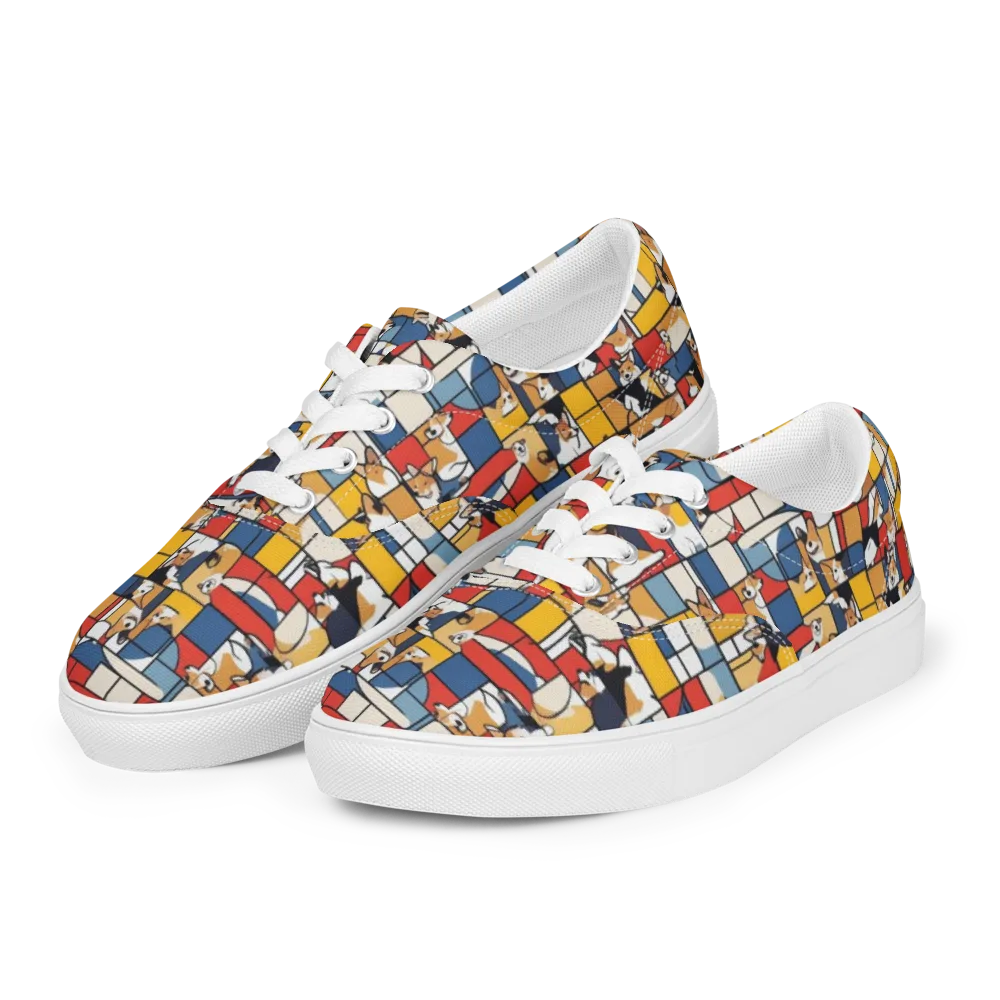 Corgi Construct on Men's Lace-Up Canvas Shoes — Left Front