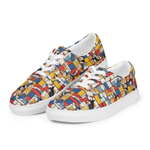 Corgi Construct on a Men's Lace-Up Canvas Shoes
