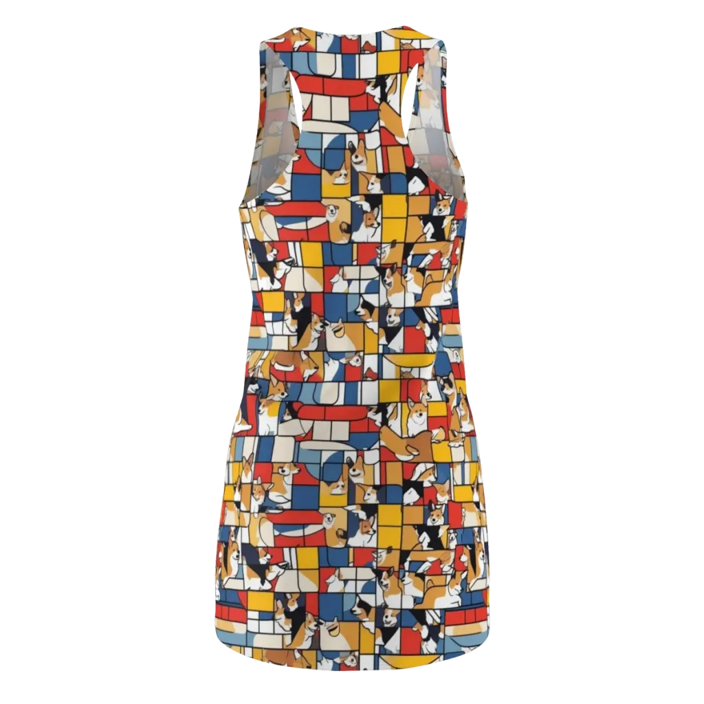Corgi Construct on Racerback Dress — Back
