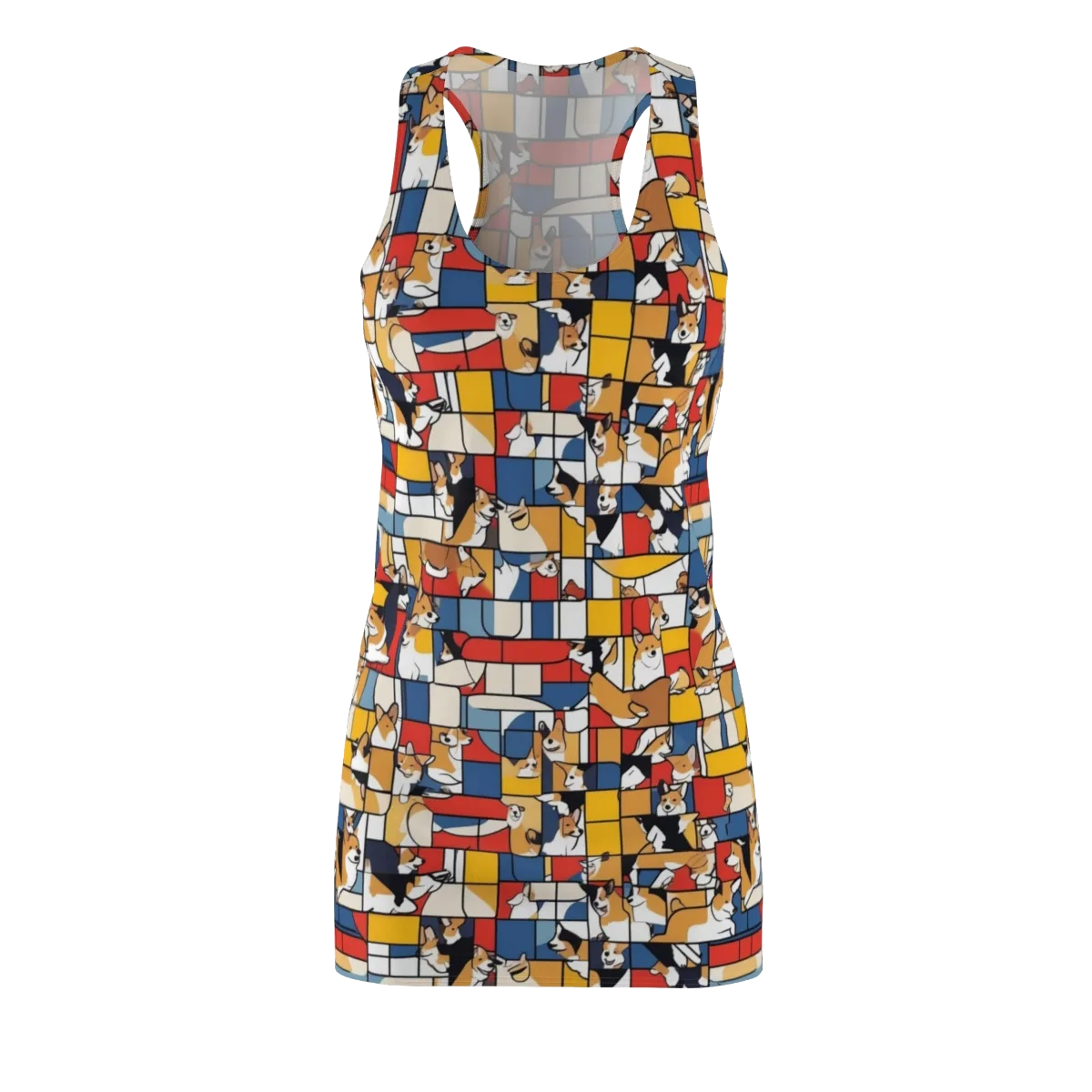 Corgi Construct on Racerback Dress — Front