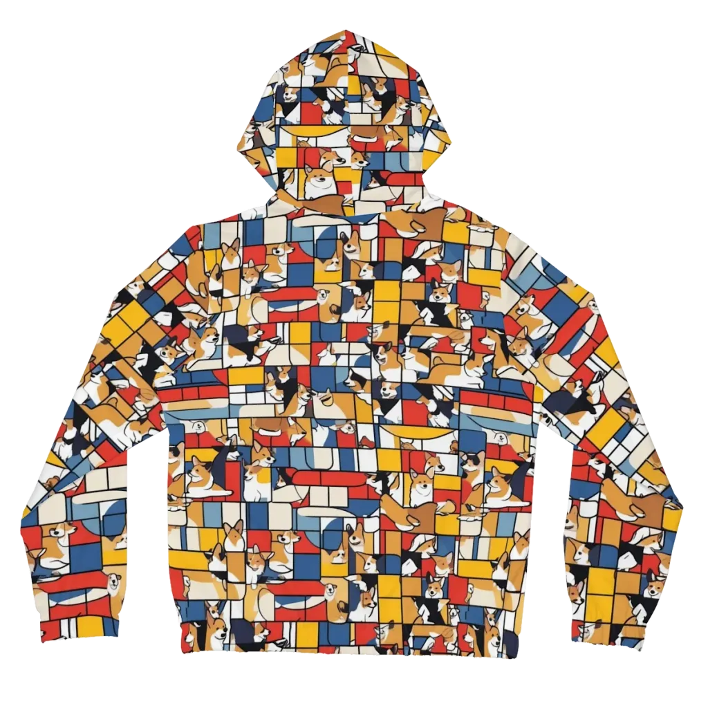 Corgi Construct on Women's Full-Zip Hoodie — Back