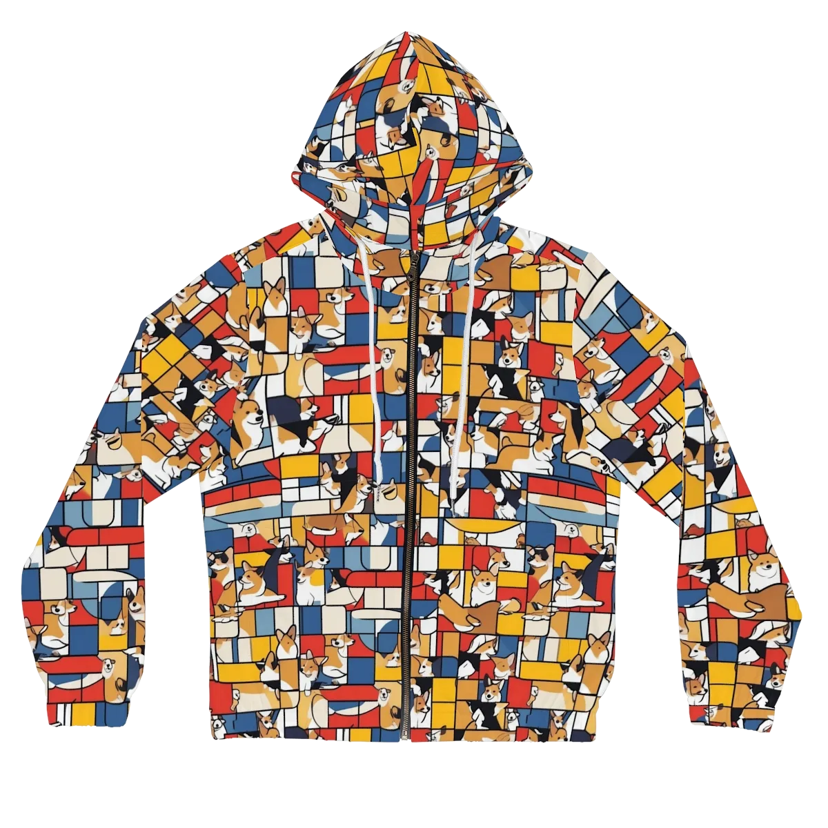 Corgi Construct on Women's Full-Zip Hoodie — Front