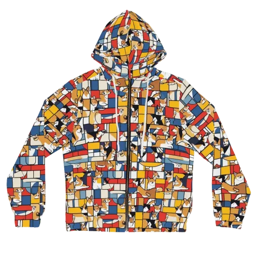 Corgi Construct on a Women's Full-Zip Hoodie