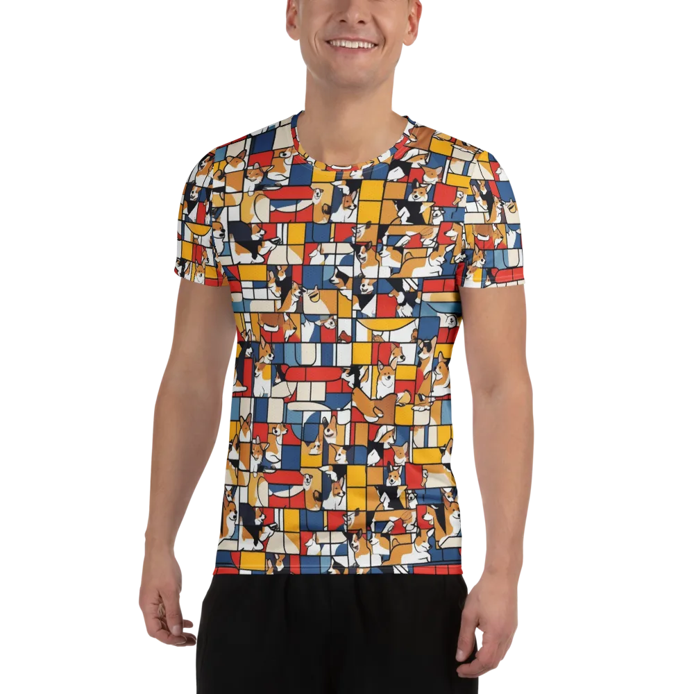 Corgi Construct on Men's Athletic T-Shirt — Front