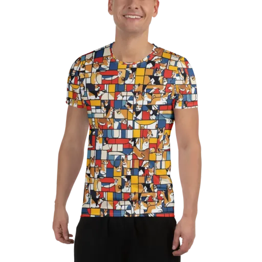 Corgi Construct on a Men's Athletic T-Shirt