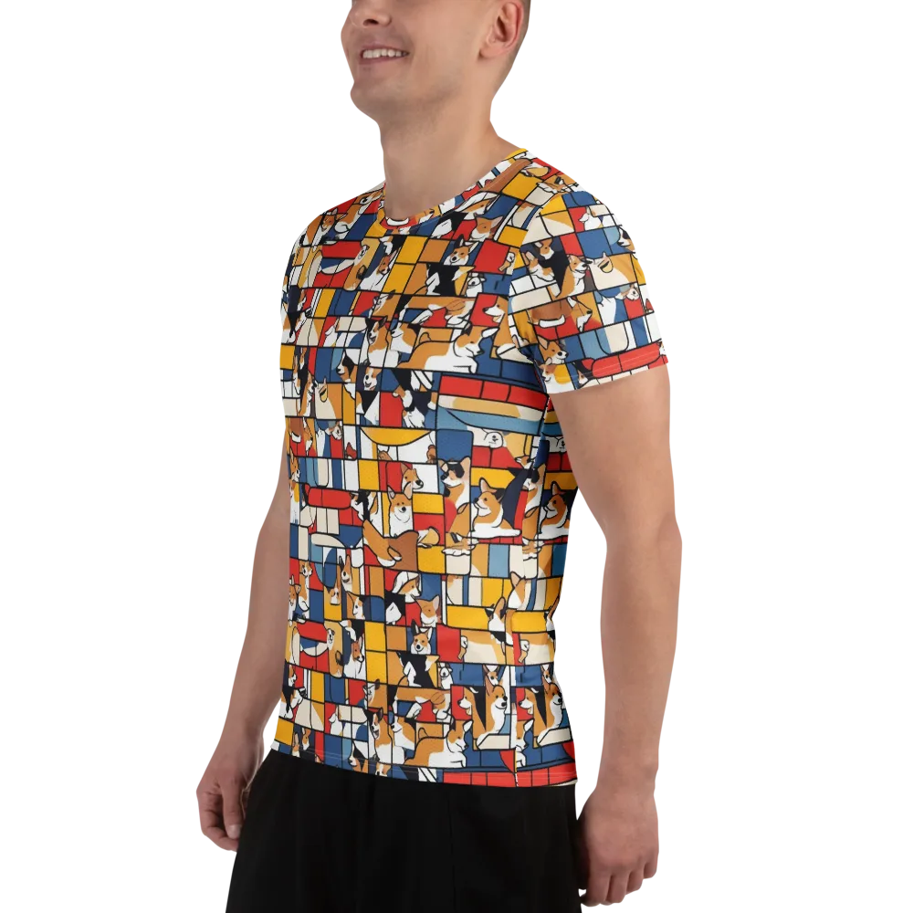 Corgi Construct on Men's Athletic T-Shirt — Left