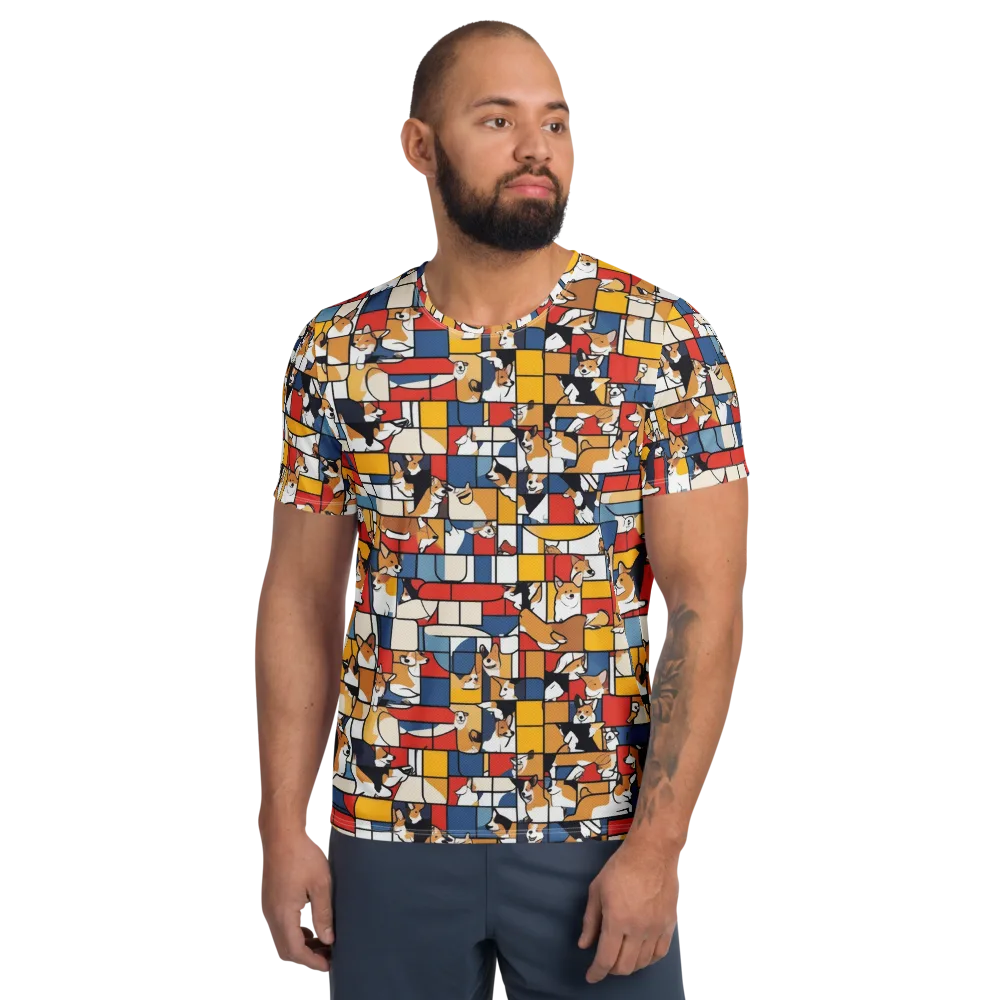 Corgi Construct on Men's Athletic T-Shirt — Front