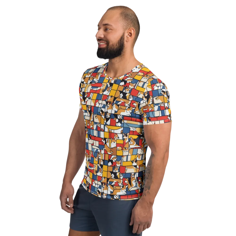Corgi Construct on Men's Athletic T-Shirt — Left