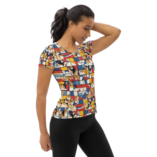 Corgi Construct on a Women's Athletic T-Shirt