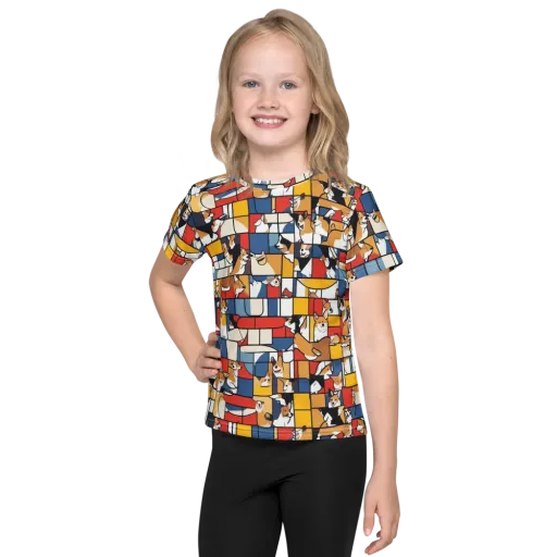 Corgi Construct on a Kids Crew Neck T-Shirt