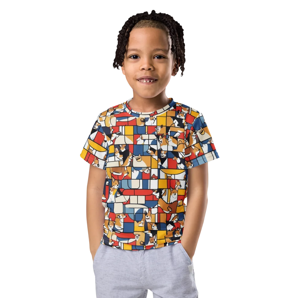 Corgi Construct on Kids Crew Neck T-Shirt — Front