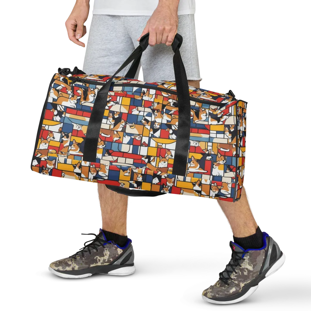 Corgi Construct on Duffle Bag — Front