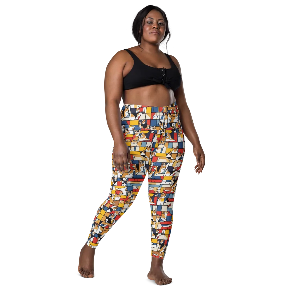 Corgi Construct on Leggings with Pockets — Front