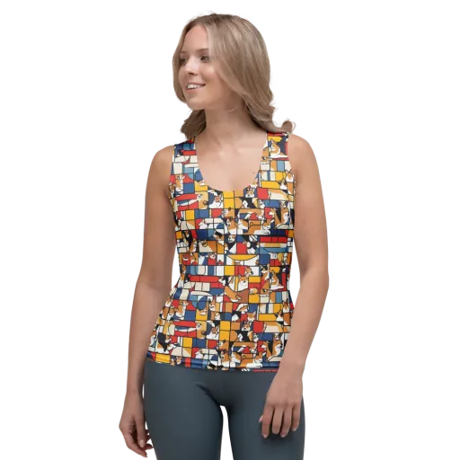 Corgi Construct on a Women's Tank Top