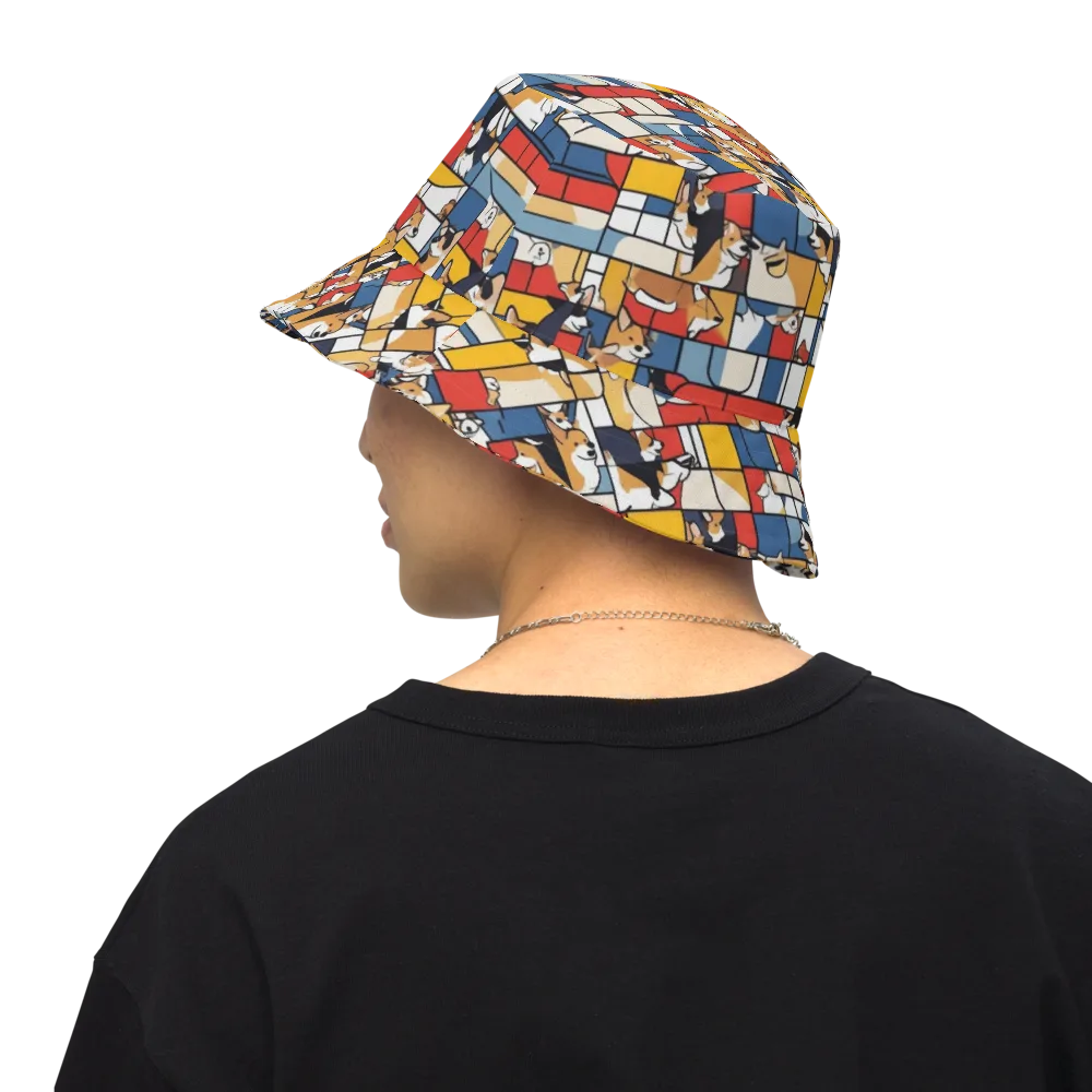 Corgi Construct on Reversible Bucket Hat — Back Inside