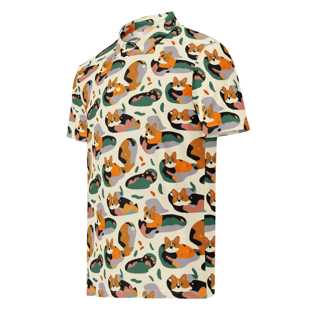 Corgi Color Field on Men's Slim Fit Polo Shirt — Left Front