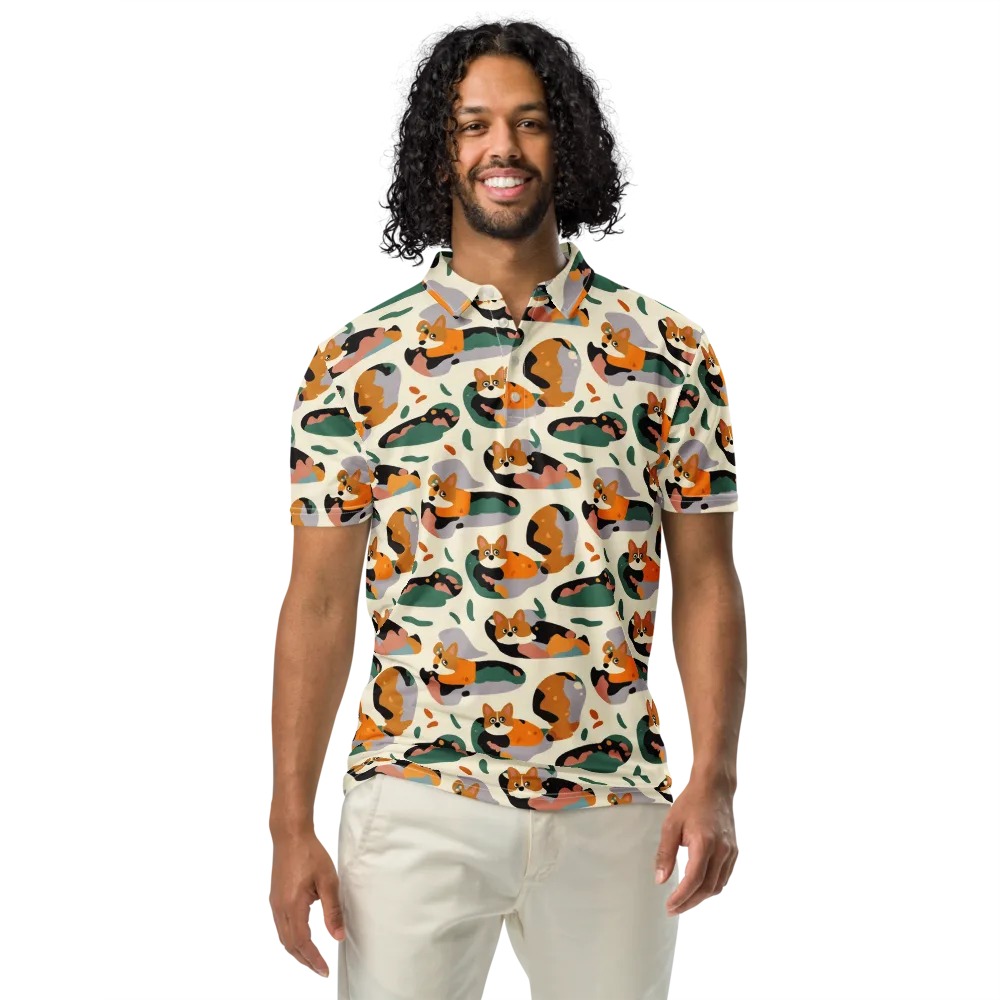 Corgi Color Field on Men's Slim Fit Polo Shirt — Front