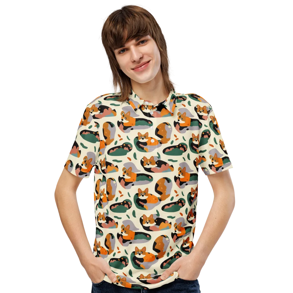 Corgi Color Field on Men's Slim Fit Polo Shirt — Front