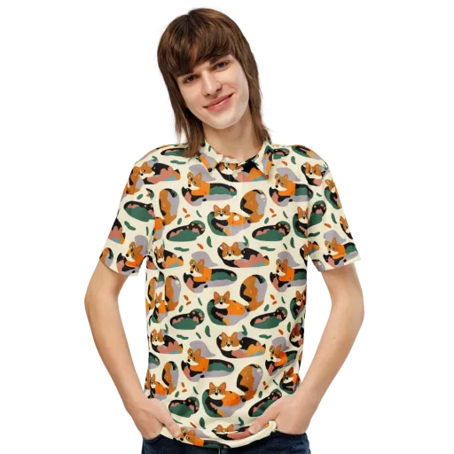 Corgi Color Field on a Men's Slim Fit Polo Shirt