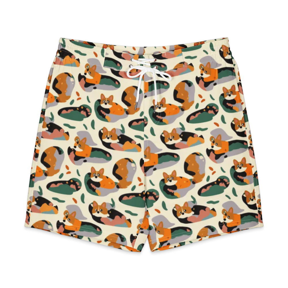 Corgi Color Field on Men's Board Shorts — Front