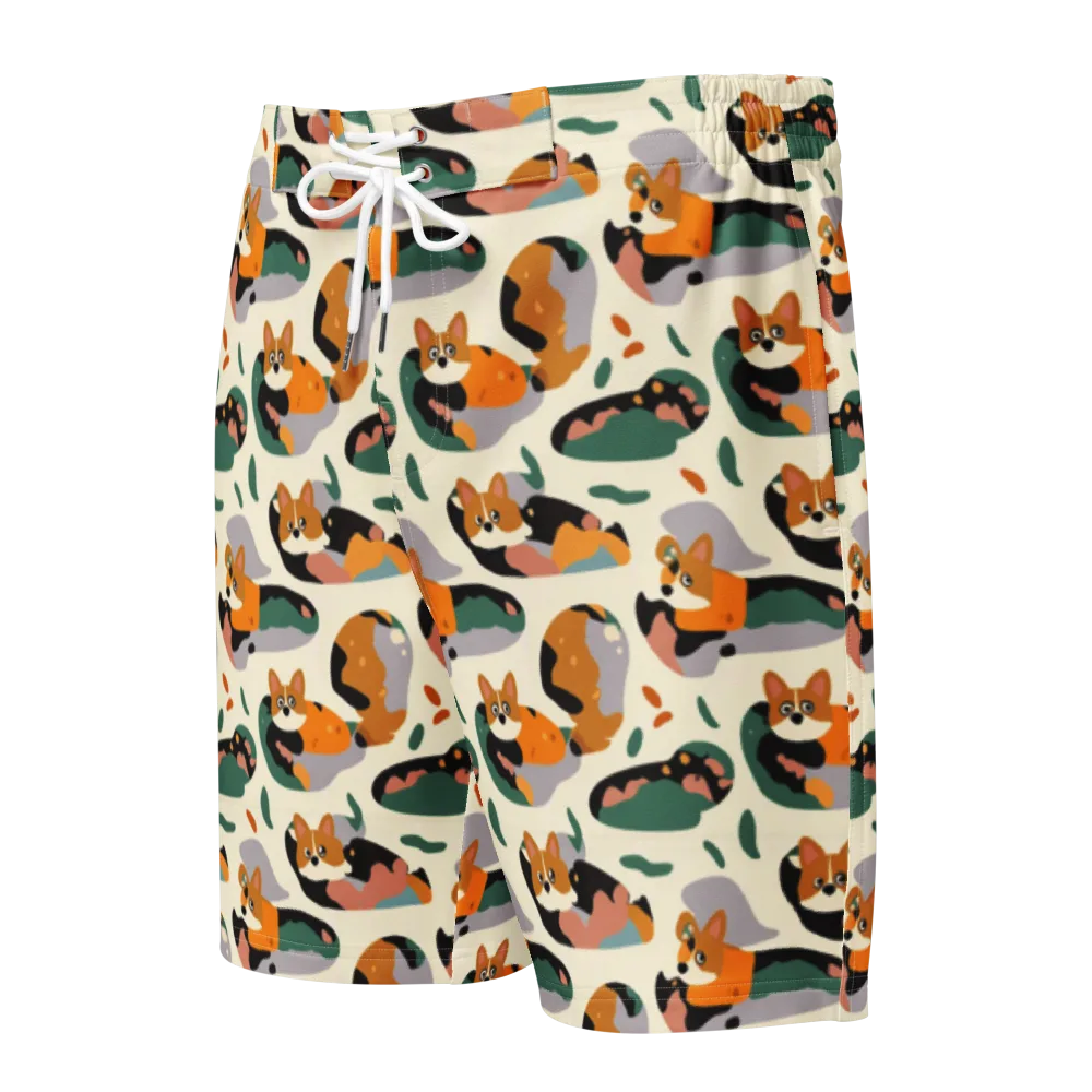 Corgi Color Field on Men's Board Shorts — Front
